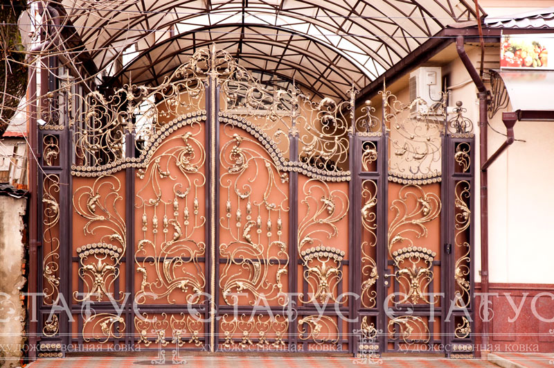 Металлические ворота c орнаментом